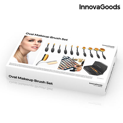 InnovaGoods Oval Makeup Brush Set (11 Pieces)
