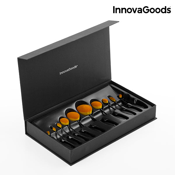 InnovaGoods Oval Makeup Brush Set (11 Pieces)