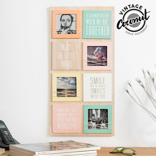 Vintage Coconut Photo Frame with Messages (4 photos)