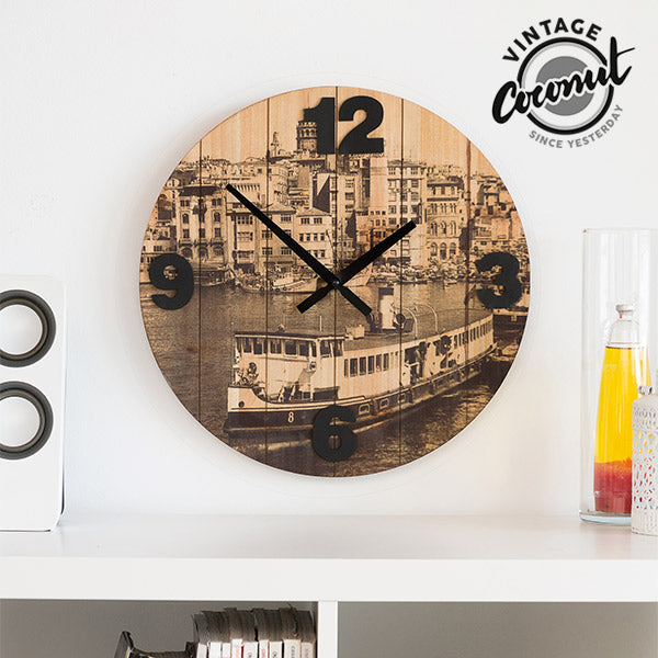 Vintage Coconut Cities Wall Clock