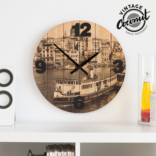 Vintage Coconut Cities Wall Clock