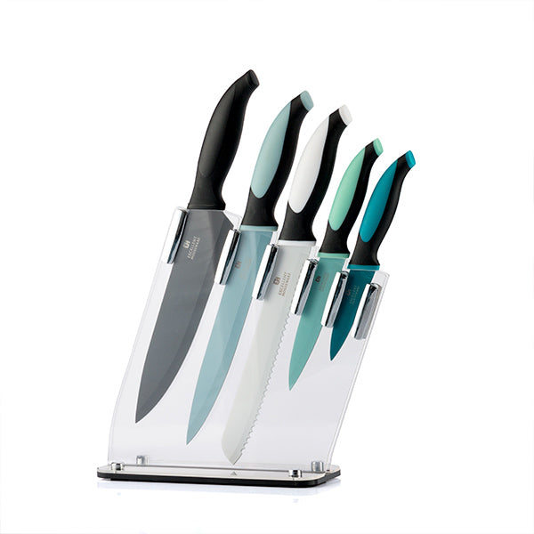 Invisible Style Coloured Knife Block Set (6 Pieces)