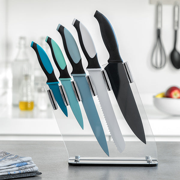 Invisible Style Coloured Knife Block Set (6 Pieces)