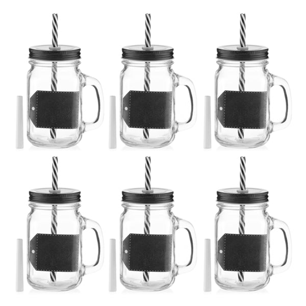 Wagon Trend Jar with Chalk, Lid and Straw (pack of 6)