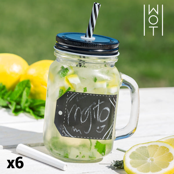 Wagon Trend Jar with Chalk, Lid and Straw (pack of 6)