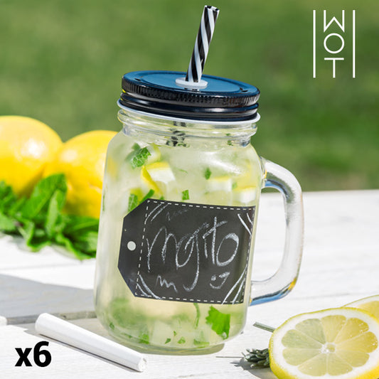 Wagon Trend Jar with Chalk, Lid and Straw (pack of 6)