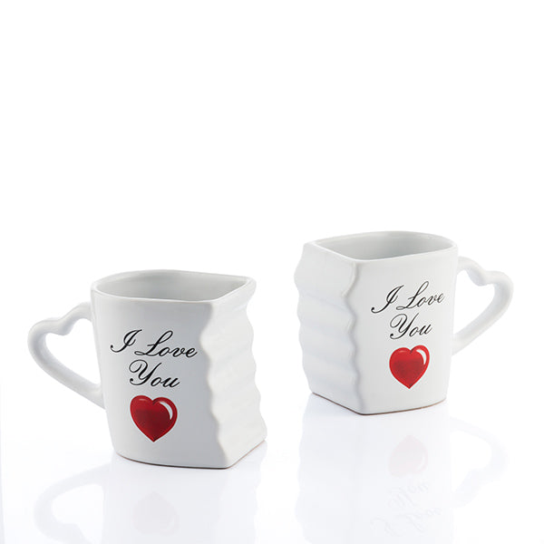 Linked Mugs with Heart Handles I Love You (Set of 2)