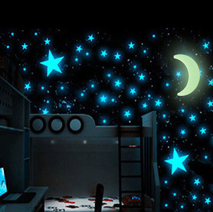 Universe Fluorescent Moon and Stars (15 Pieces)