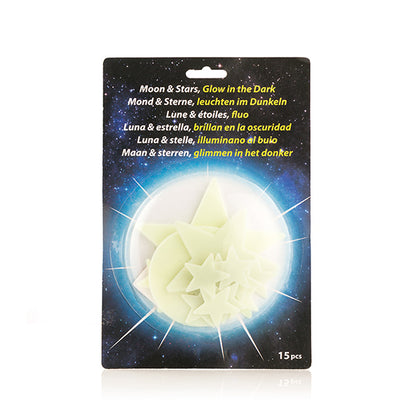 Universe Fluorescent Moon and Stars (15 Pieces)