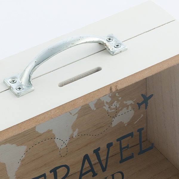 Travel Wooden Suitcase Money Box