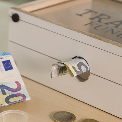Travel Wooden Suitcase Money Box
