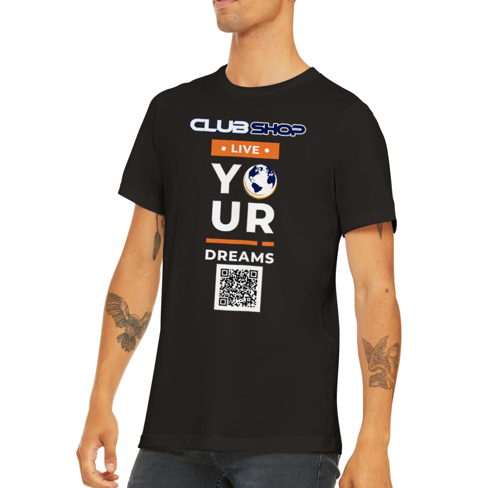 T-shirt girocollo unisex premium Live Your Dreams personalizzabile di Clubshop