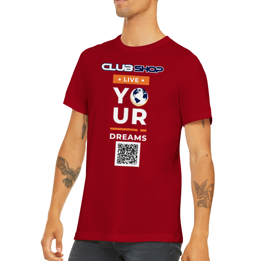T-shirt girocollo unisex premium Live Your Dreams personalizzabile di Clubshop