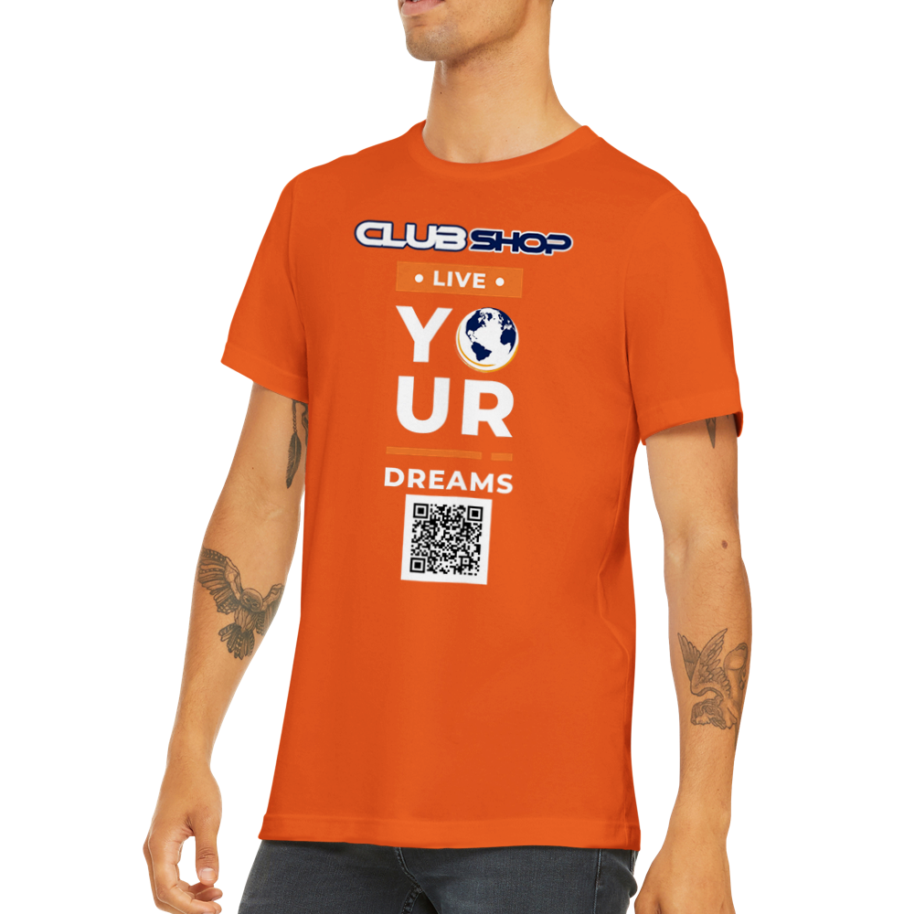 T-shirt girocollo unisex premium Live Your Dreams personalizzabile di Clubshop